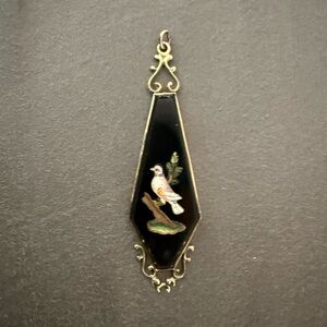 Extraordinary antique pendant with micromosaic, Italy Antique Bird Pendant